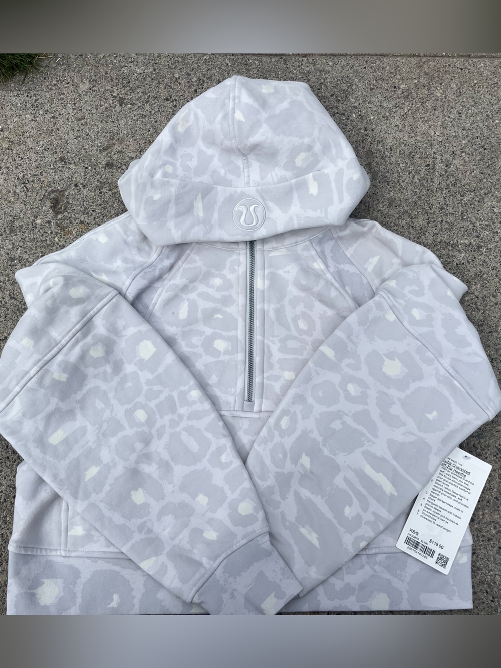 Lululemon scuba oversized half-zip hoodies Light Gray Leopard Print Hooded Jacke